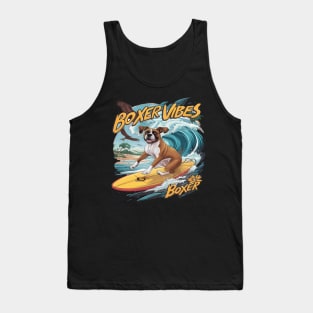 Majestic Boxer Dog Surfing Tank Top